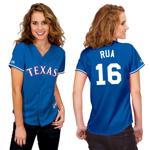 Ryan Rua #16 mlb Jersey-Texas Rangers Women's Authentic 2014 Alternate Blue Baseball Jersey